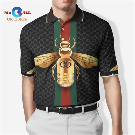 gucci bee motif polo shirt